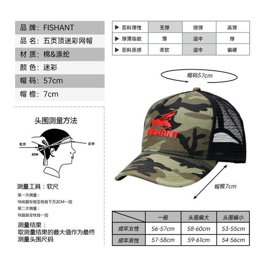 飞蚂蚁时尚防晒迷彩帽透气春夏秋季遮阳鸭舌帽男女路亚钓鱼帽子 商品图2