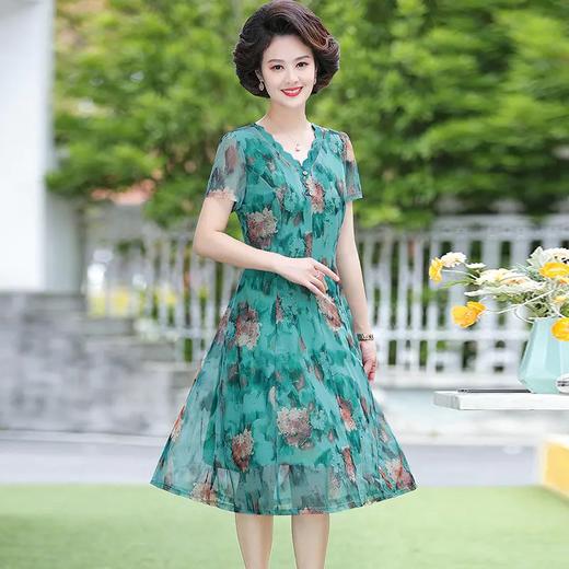 HY1972气质加肥加大中年女夏洋气连衣裙 商品图2