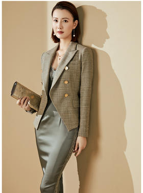 J20444587A  颈袖添香新款时尚OL气质女正装西装外套工作服装单西