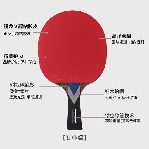 雷神Loki 锐龙7星成品拍 乒乓球拍单拍 学生训练初学者 5+2内置底板 商品图4