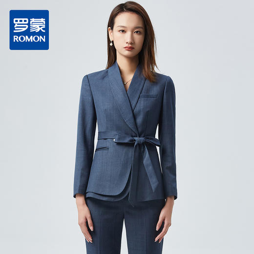 【上衣+裤子】罗蒙春季西服套装女士修身显瘦商务通勤职业西装两件套 商品图0