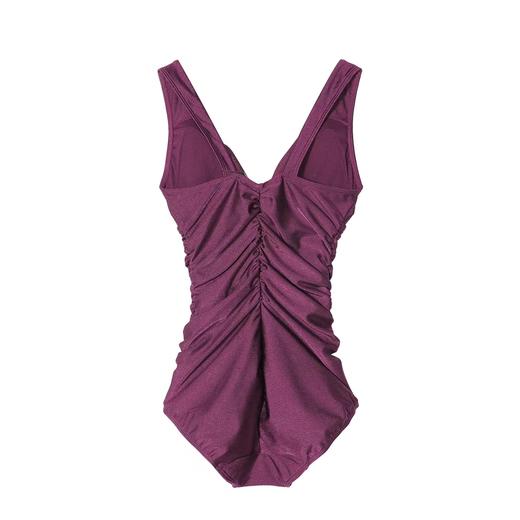 安莉芳性感深V美背连体泳衣女士无袖褶皱修身显瘦度假泳装ES00181 商品图2