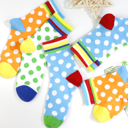 【2双装 6双6折】童丨儿童四季棉袜波点中筒棉袜时尚童袜【2213201】 商品图1