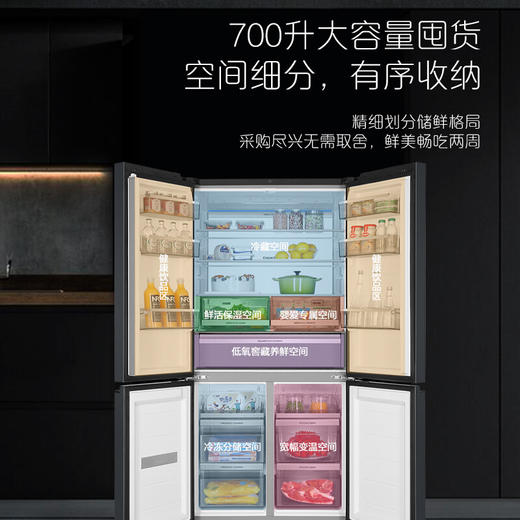 卡萨帝700L大容量三系统风冷无霜家用一级变频四门冰箱 丝墨青BCD-700WGCTDM7DSU1 商品图3