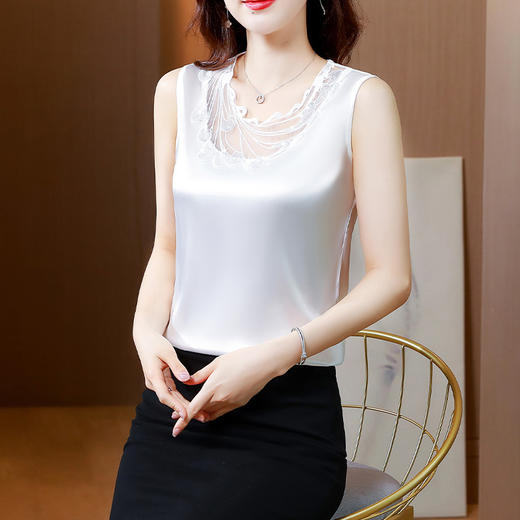 钉珠吊带背心，宽松百搭打底西装内搭无袖丝绸面上衣KQL-3179 商品图1