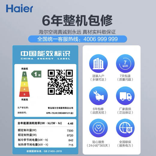 海尔（Haier）空调 KFR-72LW/28EAB81U1(金) 机械师 商品图5