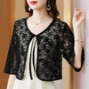 KQLE001M6195 2022夏季新款蕾丝衫开衫系带短外套小披肩外搭七分袖防晒衣女 商品缩略图4