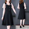 黑色短袖雪纺连衣裙女中长款2022新款夏季气质修身收腰中年裙子 DL8878 商品缩略图4