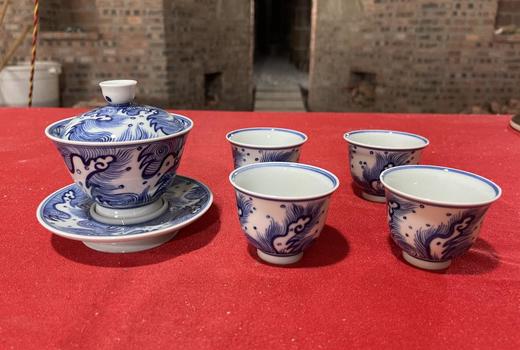 柴窑青花明代海水茶套 商品图0