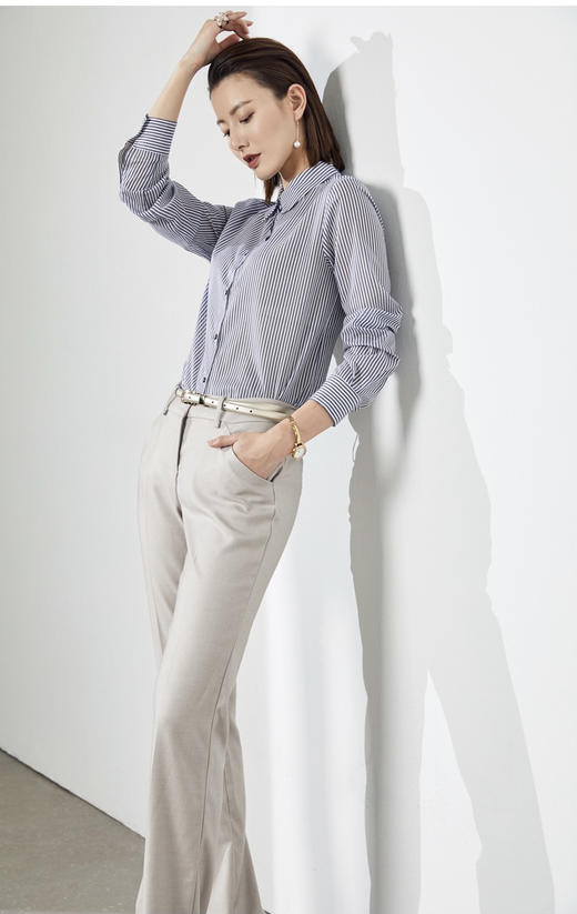 J20334453 “曼哈顿的慵懒”条纹衬衫 稀缺进口面料 卖完不能翻单（四季可穿）颈袖添香 商品图8