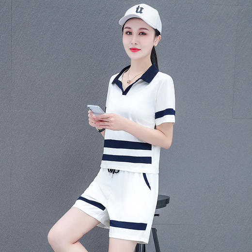 短袖休闲，运动服套装宽松显瘦时尚漂亮翻领两件套TR-2015 商品图5