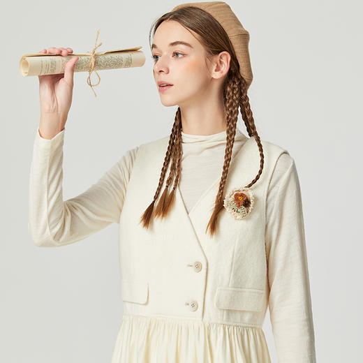 Famecoco范可儿小香风甜美无袖连衣裙秋款别致温柔马甲裙 商品图2