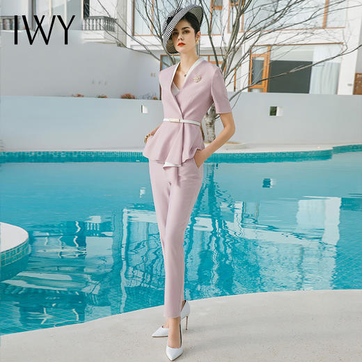 IWY/粉色高端职业女装套装夏季薄款西装气质美容师工作服前台工装CP1544 商品图1