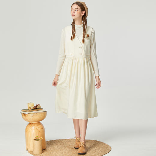 Famecoco范可儿小香风甜美无袖连衣裙秋款别致温柔马甲裙 商品图4