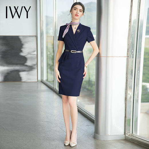IWY/夏季职业装高端气质售楼部房地产销售工作服连衣裙套裙女工装Q707 商品图0