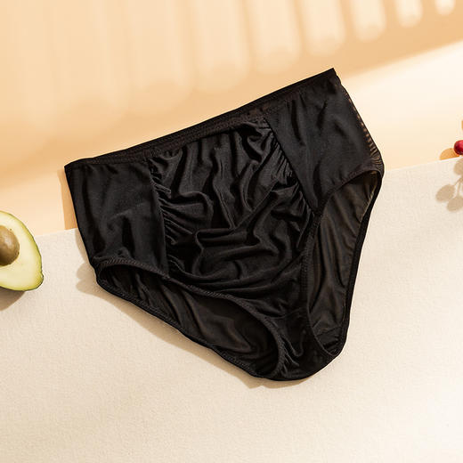 ARN-K112     42针双面真丝女士内裤女高腰前抽皱桑蚕丝裆透气无痕三角短裤头 商品图5