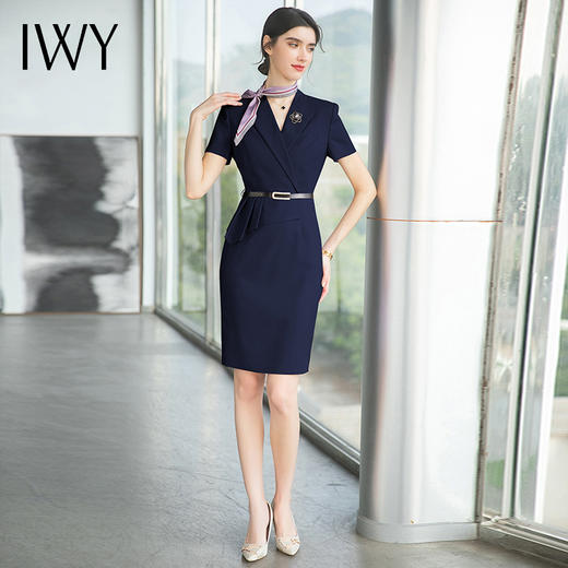 IWY/夏季职业装高端气质售楼部房地产销售工作服连衣裙套裙女工装Q707 商品图1