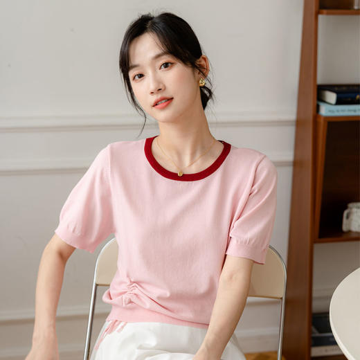 49元一件，第二件立减19元！冰丝抽绳针织短袖 不挑身材 百搭又遮肉冰丝面料 玩转色彩 温柔色系 亲肤不起球 商品图6