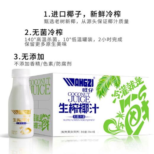 旺仔椰汁245ml*10瓶 饮料整箱 生榨 椰奶 椰子 水果汁 网红饮品 进口椰子 生榨鲜椰汁 包邮 商品图2