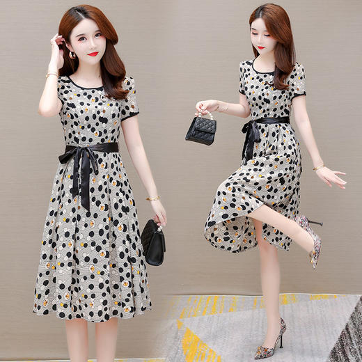 YWE  XQD19B691时尚修身贵夫人连波点衣裙 商品图0