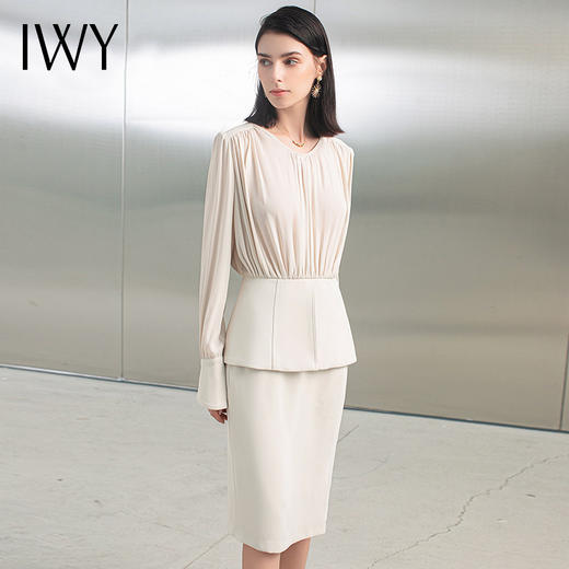 IWY/白色高级设计感衬衫西装裙套装女气质洋气女神范正装职业装OL CS1509 商品图1