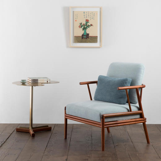 悦心沙发椅 天然棉麻软包 商品图0