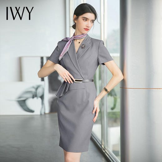 IWY/夏季高端职业装连衣裙套装工装女气质女神范售楼部前台工作服Q707 商品图1