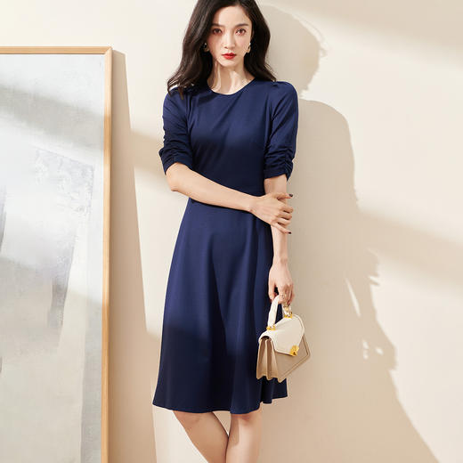 剩M/L 米思阳复古A字裙春季新款时尚泡泡袖针织连衣裙 商品图2