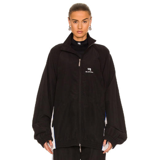BALENCIAGA 巴黎世家 女士尼龙 Sporty B 徽标印花运动服外套夹克 黑色 698875 TKO48 0100 商品图0