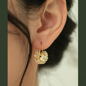 Oflye潮流饰品花朵耳环女潮流个性设计感耳钉简约耳圈新款饰品