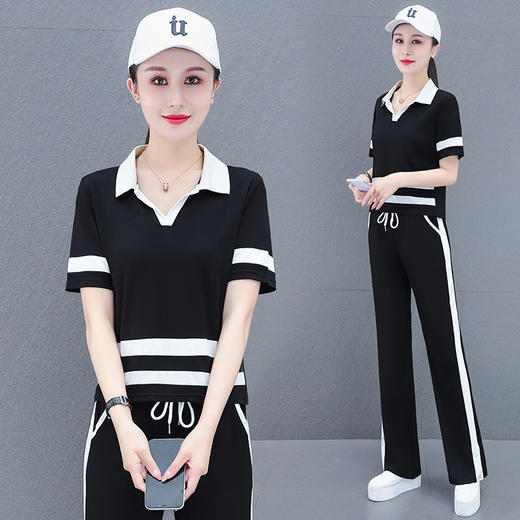 短袖休闲，运动服套装宽松显瘦时尚漂亮翻领两件套TR-2015 商品图1