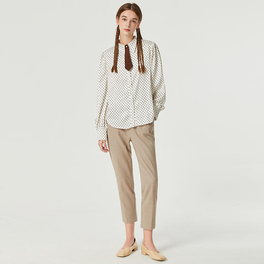 Famecoco范可儿别致女休闲裤高腰垂感气质舒服直筒裤F225GA018 商品图2