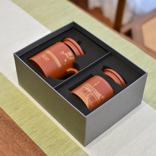 羽诗制造出品 盼春归天一阁元素紫砂茶杯醒茶器文创套装 商品图3