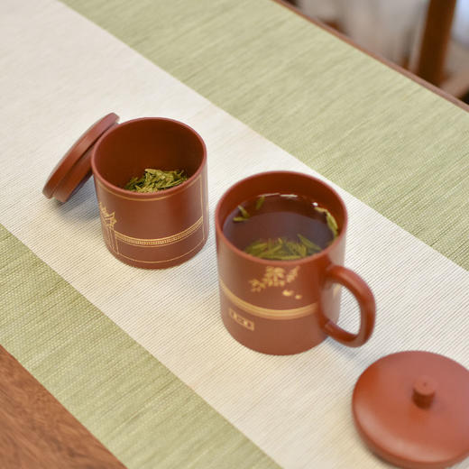 羽诗制造出品 盼春归天一阁元素紫砂茶杯醒茶器文创套装 商品图1