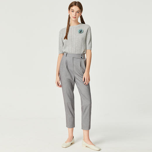 Famecoco范可儿别致女休闲裤高腰垂感气质舒服直筒裤F225GA018 商品图4