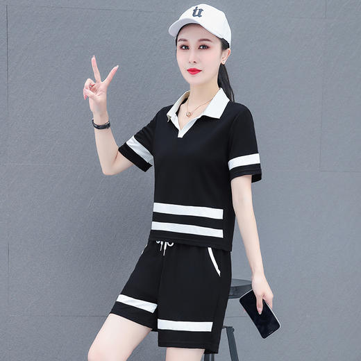 短袖休闲，运动服套装宽松显瘦时尚漂亮翻领两件套TR-2015 商品图4