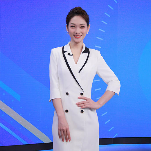 IWY/高端白色连衣裙女夏季正装主持人播音艺考礼服气质修身职业西装裙Q11229 商品图2
