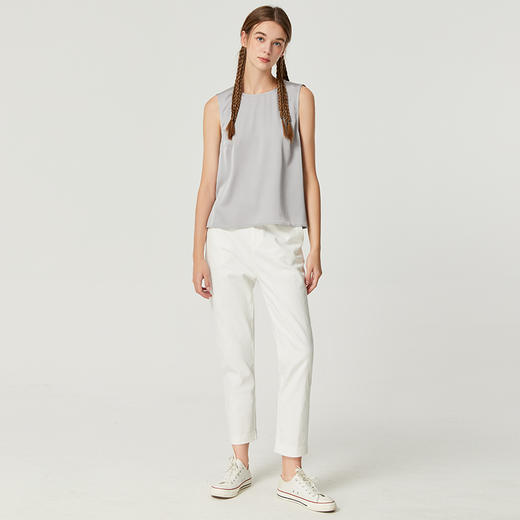 Famecoco范可儿丝光面料拼接背心女内搭秋季别致无袖上衣F225CB001 商品图4