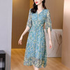 2022夏季新款中长款V领碎花收腰显瘦连衣裙 XYX5524 商品缩略图0