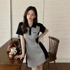 【样品清仓】美式辣妹POLO领拼接撞色收腰显瘦连衣裙 （不支持退换）[福利品] 商品缩略图4
