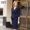 IWY/藏青色2022年夏季新款职业显瘦高端品牌女装气质修身连衣裙OLQ746 商品缩略图4