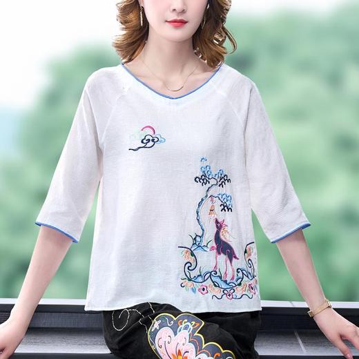 2022夏季新款复古中国风五分袖衬衫  YMF8272 商品图1