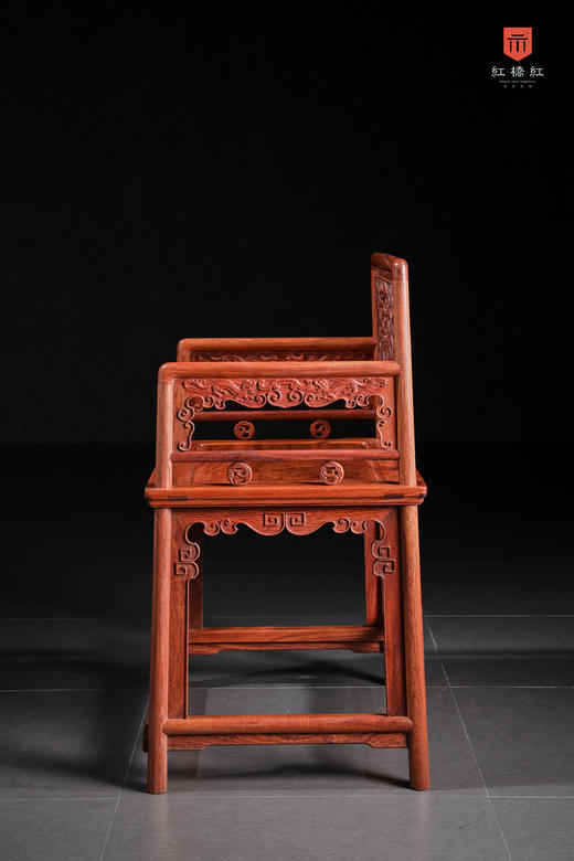 红桥红  家具严选  缅甸花梨（大果紫檀）【螭龙纹 玫瑰椅 三件套】 商品图7