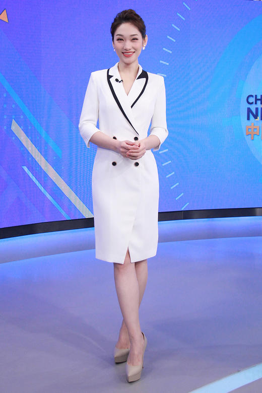 IWY/高端白色连衣裙女夏季正装主持人播音艺考礼服气质修身职业西装裙Q11229 商品图5