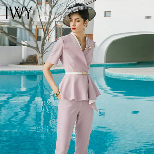 IWY/粉色高端职业女装套装夏季薄款西装气质美容师工作服前台工装CP1544 商品图4