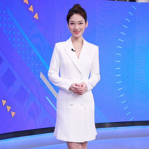 IWY/主持人正装女气质白色西装连衣裙时尚高端双排扣收腰职业裙工作服Q12096 商品图0