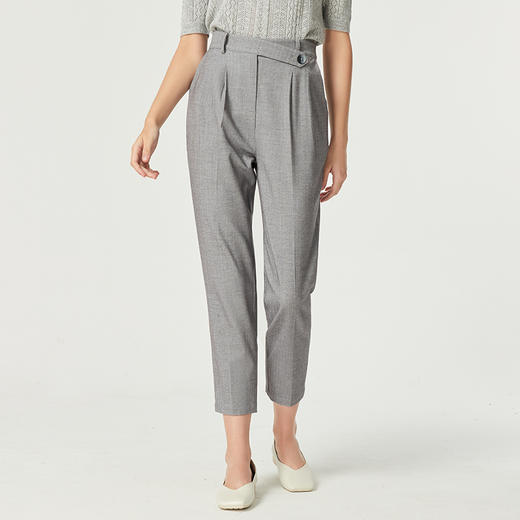 Famecoco范可儿别致女休闲裤高腰垂感气质舒服直筒裤F225GA018 商品图3