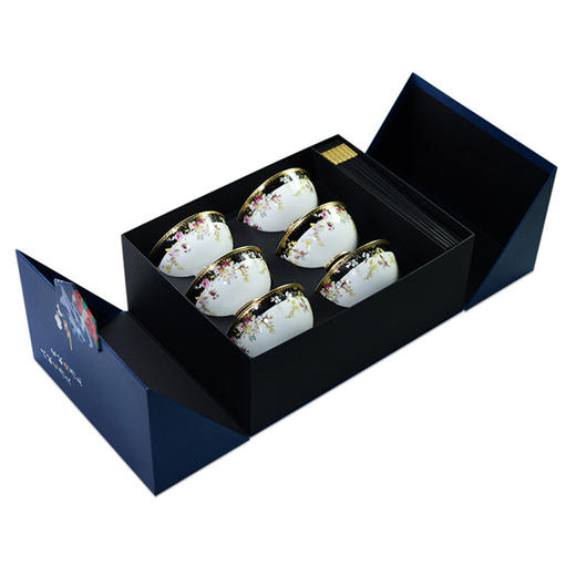 HELLO KOMA   骨瓷6件套金边防烫6碗  花开富贵骨瓷套装  KL-003  6碗，6筷 商品图0