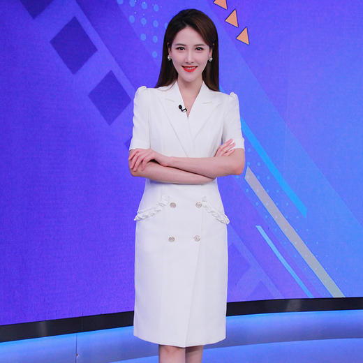 IWY/白色西装连衣裙女高级感夏季主持人正装艺考礼服演讲比赛职业裙女22CQ0020 商品图2
