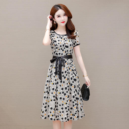 YWE  XQD19B691时尚修身贵夫人连波点衣裙 商品图2